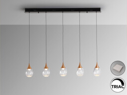 Corina Bar Pendant Ceiling 5 Light Black, Copper LED 3000K - thumbnail 5