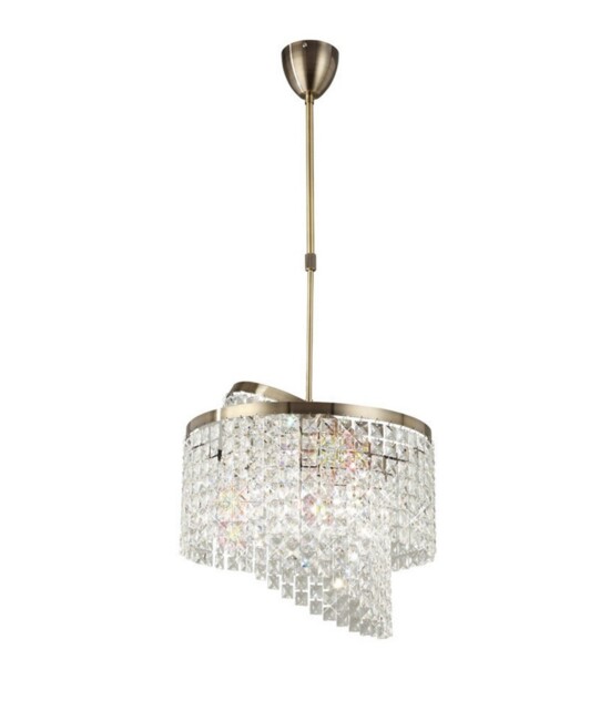 Cortina Telescopic Ceiling Pendant 6 Light with Adjustable Rings Antique Brass, Crystal - image 1