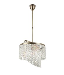 Cortina Telescopic Ceiling Pendant 6 Light with Adjustable Rings Antique Brass, Crystal - thumbnail 1