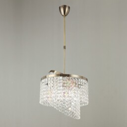 Cortina Telescopic Ceiling Pendant 6 Light with Adjustable Rings Antique Brass, Crystal - thumbnail 2