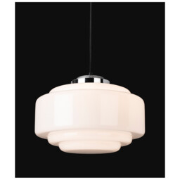 Art Deco Pendant Light Chrome with Opal White Glass - thumbnail 2