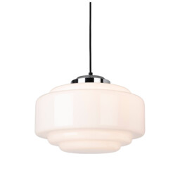 Art Deco Pendant Light Chrome with Opal White Glass - thumbnail 1