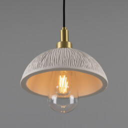 Kingii Bathroom Pendant Matte White Striped, Satin Brass, IP44 - thumbnail 3
