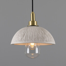 Kingii Bathroom Pendant Matte White Striped, Satin Brass, IP44