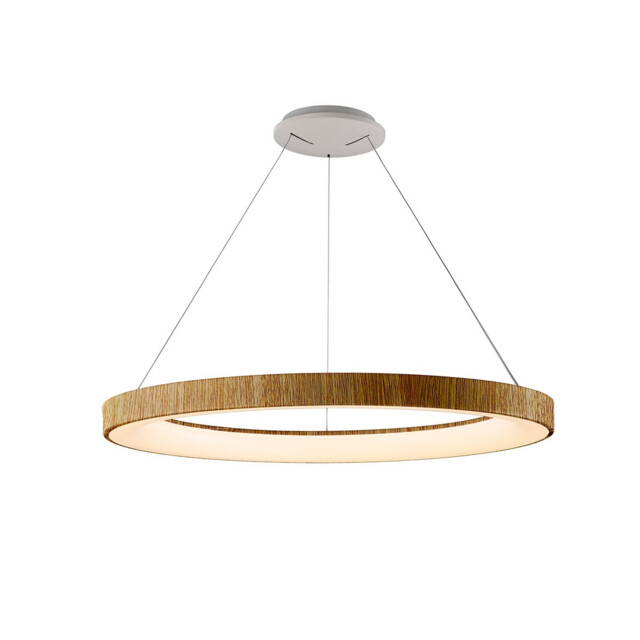 Niseko II Ring Pendant 90cm 66W LED, 2700K-5000K Tuneable, 5440lm, Remote Control, Wood, 3yrs Warranty - image 1