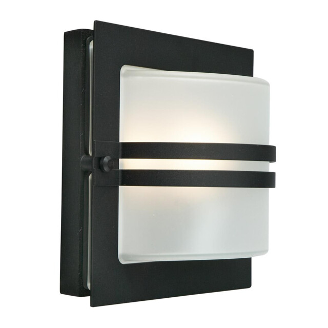 Bern 1 Light Outdoor Frosted Wall Light Black IP65, E27 - image 1