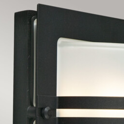 Bern 1 Light Outdoor Frosted Wall Light Black IP65, E27 - thumbnail 2