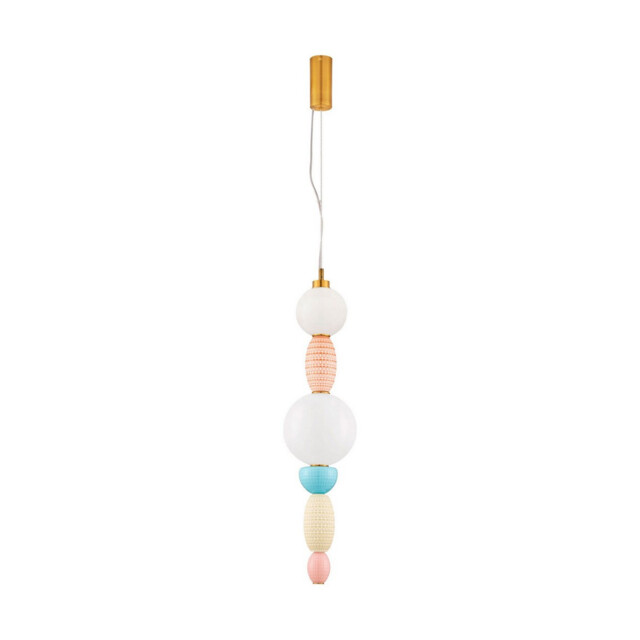 Obrie Slim Pendant Ceiling Light Glossy Brushed Gold, Orange, Blue, Cream, Pink LED 23W 1423lm 3000K - image 1