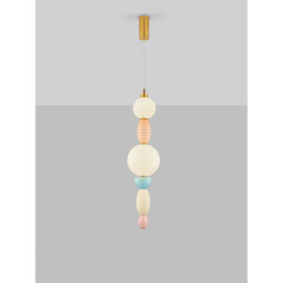 Obrie Slim Pendant Ceiling Light Glossy Brushed Gold, Orange, Blue, Cream, Pink LED 23W 1423lm 3000K - thumbnail 5