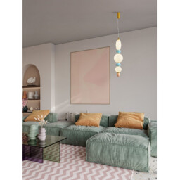 Obrie Slim Pendant Ceiling Light Glossy Brushed Gold, Orange, Blue, Cream, Pink LED 23W 1423lm 3000K - thumbnail 2