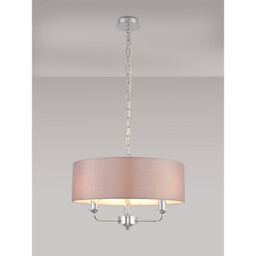 Banyan 3 Light Multi Arm Pendant, E14 Polished Chrome With 45cm x 15cm Faux Silk Shade, Grey - thumbnail 2