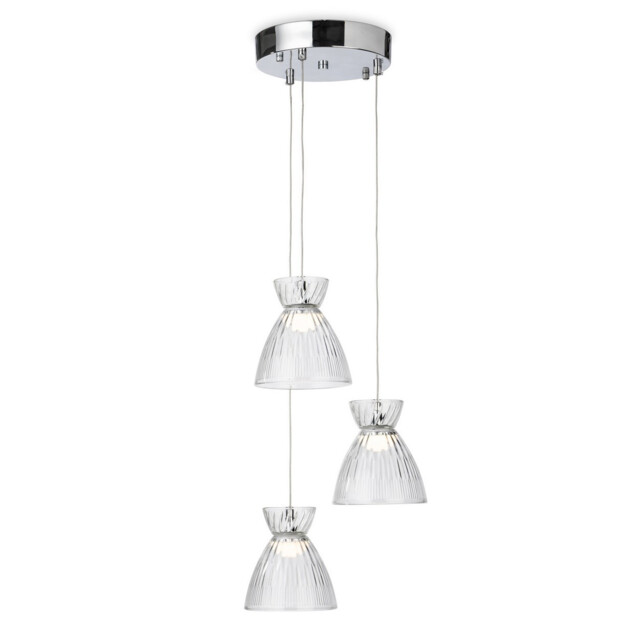 Royale 3 Light Cluster Chrome with Clear Decorative Glass 3xLED 993lm 3000K