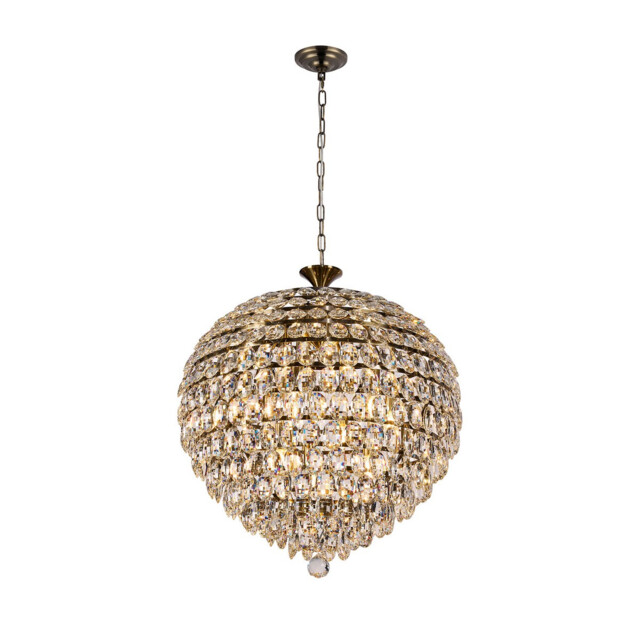 Coniston Pendant, 12 Light E14, Antique Brass/Crystal Item Weight: 29.2kg - image 1