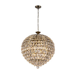 Coniston Pendant, 12 Light E14, Antique Brass/Crystal Item Weight: 29.2kg - thumbnail 1