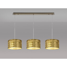 Baymont Antique Brass 3 Light E27 Linear Pendant With 30cm x 17cm Gold Leaf Shade 2m - thumbnail 2