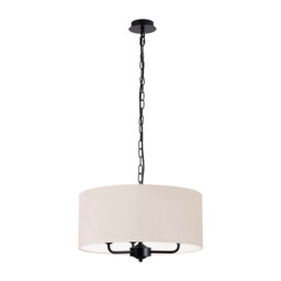 Banyan 3 Light Multi Arm Pendant With 50cm x 20cm Dual Faux Silk Fabric Shade Matt Black/Nude Beige - thumbnail 5