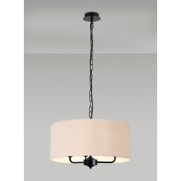 Banyan 3 Light Multi Arm Pendant With 50cm x 20cm Dual Faux Silk Fabric Shade Matt Black/Nude Beige - thumbnail 2