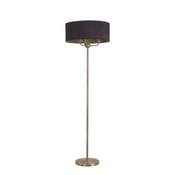 Banyan 3 Light Switched Floor Lamp With 50cm x 20cm Dual Faux Silk Shade, Black/Green Olive Antique Brass - thumbnail 5