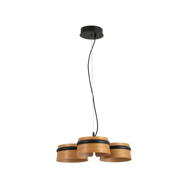 Loop LED 3 Light Dimmable Cluster Pendant Black, Wood - image 1