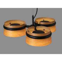 Loop LED 3 Light Dimmable Cluster Pendant Black, Wood - thumbnail 2