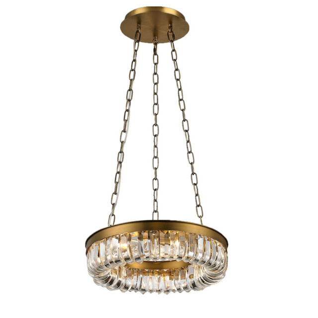Special Pendant 9 Light G9 Brown Brass/Clear Crystal