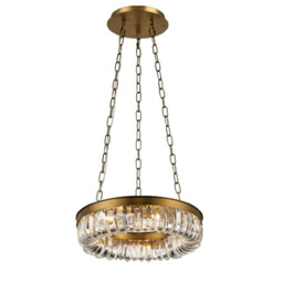 Special Pendant 9 Light G9 Brown Brass/Clear Crystal