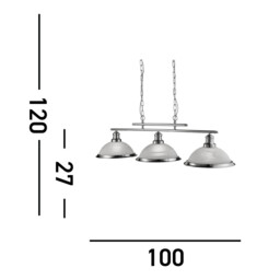 Bistro 3 Light Ceiling Pendant Bar Satin Silver, Acid Glass, E27 - thumbnail 3