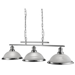 Bistro 3 Light Ceiling Pendant Bar Satin Silver, Acid Glass, E27 - thumbnail 1