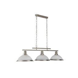 Bistro 3 Light Ceiling Pendant Bar Satin Silver, Acid Glass, E27 - thumbnail 2
