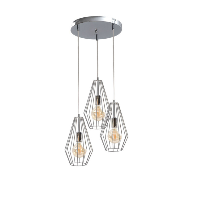 Lex Cluster Pendant Ceiling Light Silver, 32cm, 3x E27