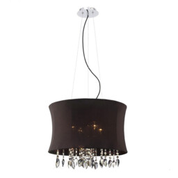 Niki Pendant 4 Light E14 Black Shade Polished Chrome/Smoked Crystal - thumbnail 1
