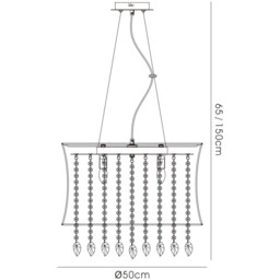 Niki Pendant 4 Light E14 Black Shade Polished Chrome/Smoked Crystal - thumbnail 3