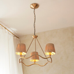 Wriggle Multi Arm Pendant Ceiling Light Brushed Aged Brass Plate, Natural Raffia, 3x E14 - thumbnail 3