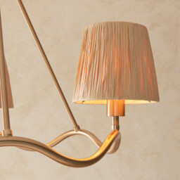 Wriggle Multi Arm Pendant Ceiling Light Brushed Aged Brass Plate, Natural Raffia, 3x E14 - thumbnail 5