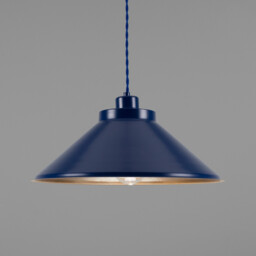 Rio Dome Pendant Light, Antique Brass, Sapphire Blue - thumbnail 1