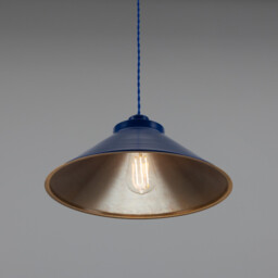 Rio Dome Pendant Light, Antique Brass, Sapphire Blue - thumbnail 2