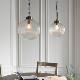 Brydon 25cm Globe Ceiling Pendant Antique Brass, Clear Glass, E27 - thumbnail 5