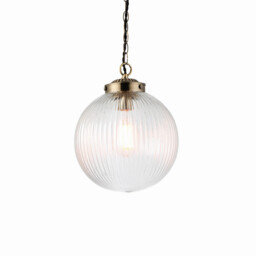 Brydon 25cm Globe Ceiling Pendant Antique Brass, Clear Glass, E27