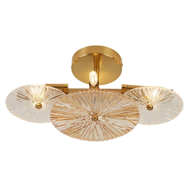 Wagon Wheel 6 Light Wall/Flush, Bronze Amber Glass - image 1