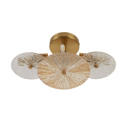 Wagon Wheel 6 Light Wall/Flush, Bronze Amber Glass - thumbnail 2