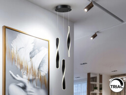 Twist Cluster Pendant Ceiling 3 Light Black LED 3000K - thumbnail 1