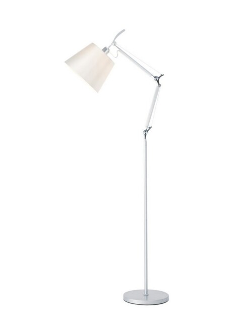 Karis Adjustable Floor Lamp 1 Light E27 Silver, Polished Chrome c, w Cream Pearl Shade - image 1