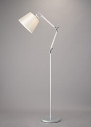 Karis Adjustable Floor Lamp 1 Light E27 Silver, Polished Chrome c, w Cream Pearl Shade - thumbnail 2