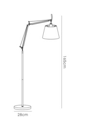 Karis Adjustable Floor Lamp 1 Light E27 Silver, Polished Chrome c, w Cream Pearl Shade - thumbnail 3