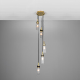 Seoul Outdoor 5 Light, Satin Brass, Prismatic Tube, IP65 - thumbnail 2