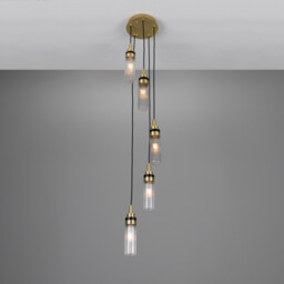 Seoul Outdoor 5 Light, Satin Brass, Prismatic Tube, IP65 - thumbnail 3