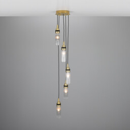 Seoul Outdoor 5 Light, Satin Brass, Prismatic Tube, IP65