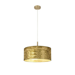 Baymont 40cm Antique Brass 5 Light E27 Single Pendant With 50cm x 20cm Gold Leaf Shade - thumbnail 5