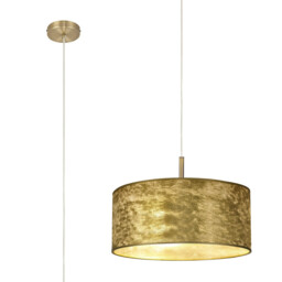 Baymont 40cm Antique Brass 5 Light E27 Single Pendant With 50cm x 20cm Gold Leaf Shade - thumbnail 1