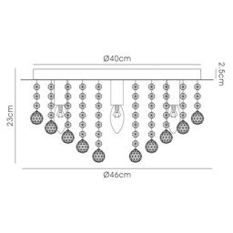 Acton Flush Ceiling 5 Light E14, 460mm Round, Antique Brass, Sphere Crystal - thumbnail 3